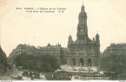 CPA Paris-L'église De La Trinité Et La Rue De Londres-416-Timbre    L1652 - Kerken