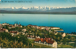 CPA Neuchâtel-Vue Générale Et Les Alpes-Timbre     L2160 - Neuchâtel