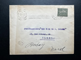 15c SEMEUSE SUR ENVELOPPE  / PARIS GARE D'AUSTERLITZ 1920 POUR POUR PARIS REACHEMINEE 0 BAVAY NORD - 1877-1920: Semi-moderne Periode