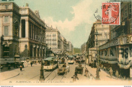 CPA Marseille-La Bourse Et La Canebière-Timbre      L2144 - Canebière, Centre Ville