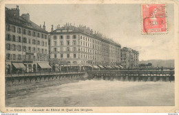 CPA Genève-Cascade Du Rhône Et Quai Des Bergues-2-Timbre    L2114 - Genève