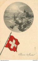 CPA Bonne Année-Drapeau Suisse-Timbre     L2100 - Au