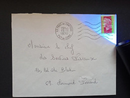 1536Ba  Marianne De Cheffer Sur Lettre Du Puy De Dôme En 1970 - 1967-1970 Marianne De Cheffer