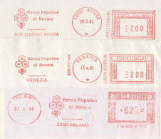 126  Abeille, Gaufre, Caisse D'épargne: 3 Ema D'Italie, 1980/81 - Bee, Honeycomb: Savings Bank Meter Stamps From Italy - Api