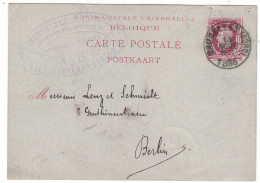 Belgique - Carte Postale De 1885 - Entier Postal - Oblit Bruxelles Nord - Exp Vers Berlin - - 1884-1891 Leopold II