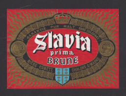 Etiquette De Bière Brune   -  Slavia Prima  -   Brasserie Comète  à  Chalon Sur Marne (51) - Beer