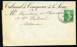 Lettre Du Tribunal De Commerce Du 14 Octobre 1919 - Affranchissement 5c Semeuse Vert - 1906-38 Sower - Cameo