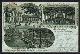 Lithographie Steglitz, Birkenwäldchen, Inh. Paul Hilbig, Garten  - Steglitz