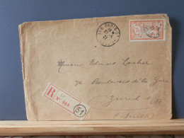 FRANCE/2176 LETTRE RECOMM.  FRANCE 2F  MERSON SEULE S/LETTRE  POUR LA SUIISSE  1921 - 1900-27 Merson