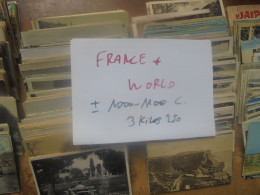 +++FRANCE+WORLD +-1000-1100 CARTES MAJ. ANCIENNES BEAU LOT "DECOUVERTES" 3 KILOS 250+++(Lire Ci-bas) - 500 Postales Min.