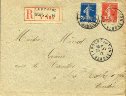 Lettre Recommandée De La Roche Sur Yon - 25 Novembre 1912 - 1906-38 Sower - Cameo