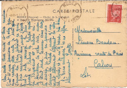 8J8 --- 12 RODEZ Texte Limé 1f Pétain - Maschinenstempel (Sonstige)