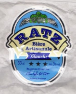 Étiquette De Bière Artisanale Blanche " RATZ " Brassée En Quercy Par Christophe RATZ Artisan Brasseur (1750)_Eb8 - Bier