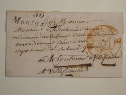 DO 7 FRANCE LETTRE RRR 1832 MONTASTRUC A VILLEFRANCHE + AFF. INTERESSANT++ - 1801-1848: Precursores XIX