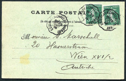 CP Pour L'Autriche - Cachet De Train Esternay à Château-Thierry - 29 Octobre 1909 - 1906-38 Semeuse Con Cameo