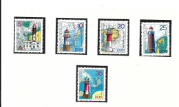 DH18 - TIMBRES FEUILLET DDR - PHARES - Lighthouses