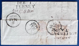 Lettre 26 AVR 1828 De Sainte Croix Pour GENEVE Double Déboursé !! DEB.1/ FERNEY + DEB.25 / TAIN Au Marquis De Cordoue RR - 1801-1848: Précurseurs XIX