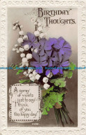 R039933 Greeting Postcard. Birthday Thoughts. Flowers. Art. RP. 1935 - World