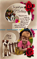 R039937 Greeting Postcard. To Greet Your 3rd Birthday. Boy And Dog. RP - World