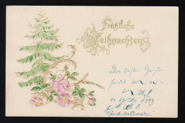 Tannenbaum Gras Rosen Fröhliche Weihnachten Düsseldorf /Horsten 23. + 24.12.1899 - Autres & Non Classés