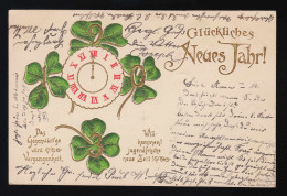 1903 Gold Ziffern Kleeblätter Uhr Neues Jahr, Montjoie/ Bruxelles 25.12.1902 - Otros & Sin Clasificación