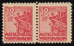 36ybI Abschiedsserie 12 Pf. - Paar Mit PLF I Starke Kerbe über Der Wertangabe ** - Mint