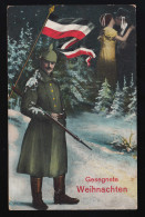 Gesegnete Weihnachten, Soldat Schnee Uniform Gewehr Reichsflagge Cöln 23.12.1915 - Autres & Non Classés