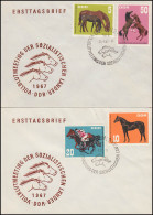 1302-1305 Pferde: Vollblutmeeting Sozialistischer Länder, Satz Auf 2 Schmuck-FDC - Paarden