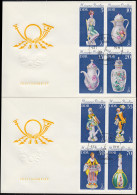 2464-2471 Meissener Porzellan 1979, 2 ZD-Vierer Auf FDC 1 Und FDC 2 - Briefe U. Dokumente