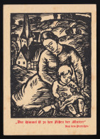 Der Himmel Ist Zu Den Füßen Der Mutter Holzschnitt  Mutter Kind Dorf Ungebraucht - Día De La Madre