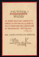 Mutter! Zu Deinem Heutigen Ehrenfeste, W. Jondorf, Friedrichshafen 13.5.1934 - Día De La Madre