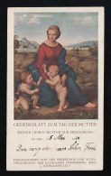 Gedenkblatt Zum Tag Der Mutter, Zur Erinnerung, Maria Mit Jesuskind, Beschriftet - Fête Des Mères