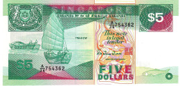 SINGAPORE P19 5 DOLLARS 1989  #A/36 UNC. - Singapur