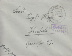 Gebühr-bezahlt-Stempel Auf Brief BOPPARD 9.6.1946 Nach Krefeld - Otros & Sin Clasificación