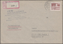 2602 Aufbau Kleinformat 70 Pfennig EF Auslands-R-Brief NEUBRANDENBURG 2.3.1988 - Autres & Non Classés