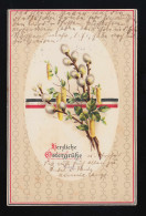 Ostergrüße Weiden & Birkenkätzchen Passepartout Ei Form Flagge, Breslau 1.4.1915 - Sonstige & Ohne Zuordnung