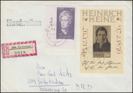 Bl 37 Heinrich Heine + 1835 Neuber Ecke Unten Links R-Brief BLANKENHAIN 5.1.73 - Sonstige & Ohne Zuordnung