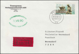 Letzte Briefkastenleerung Altes Porto / Neue Währung Eil-Brief BERLIN 1.7.1990  - Ohne Zuordnung