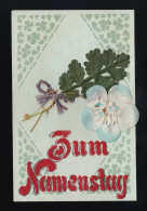 Stoffblumen Und Blätter Schleife Zum Namenstag, Österreich Eichelberg 23.7.1917 - Otros & Sin Clasificación