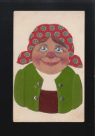 Frau Kopftuch Rot Mit Blumen, Blaue Augen Grüne Jacke Filz, Lengefeld 10.8.1914 - Sonstige & Ohne Zuordnung