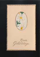 Gestickte Weiße Blüten Passepartout, Zum Geburtstage Feldpost Dresden 3.5.1943 - Autres & Non Classés