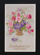 Die Besten Glückwünsche Geburtstag, Rosa Rosen Korb Gold, Reutlingen 10.10.1938 - Tegenlichtkaarten, Hold To Light