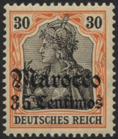 DP IN MAROKKO 39 **, 1908, 35 C. Auf 30 Pf., Mit Wz., Postfrisch, Pracht, Mi. 42.- - Deutsche Post In Marokko