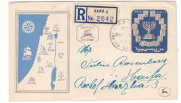 Israël - Lettre Recom De 1952 - Oblit Haifa - Exp Vers Haifa - Valeur 120 $ En ....2010 - Storia Postale