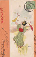 Art Card Signed Kirchner Japanese Geisha Art Nouveau Envoi Chateau Ste Geneviève Mareil En France 1900 - Altri & Non Classificati