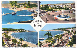 CPSM Dentelée 9 X 14  Alpes Maritimes Souvenir De NICE  Port  Baie  Place - Multi-vues, Vues Panoramiques