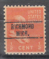 USA Precancel Vorausentwertungen Preo Locals Michigan, Richmond 748 - Preobliterati