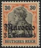 DP IN MAROKKO 39 **, 1908, 35 C. Auf 30 Pf., Mit Wz., Postfrisch, Pracht, Mi. 42.- - Marruecos (oficinas)