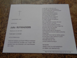 Doodsprentje/Bidprentje  Julia RUYMAEKERS   Balen 1904-1995  (Wwe Felicien COUEZ) - Religion & Esotérisme