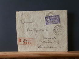 FRANCE/2178 LETTRE RECOMM.  FRANCE 3F  MERSON NR. 206 SEULE S/ LETTRE 1927 POUR LA TCHECOSL. - 1900-27 Merson